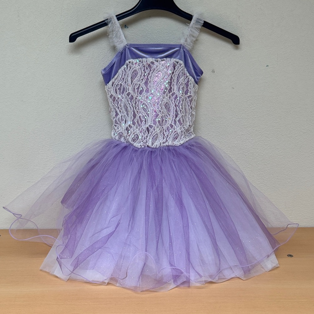 Sparkling Lilac and White Kids Dance Costume